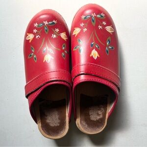 dELiA*s Vintage Painted Leather and Wood Clogs